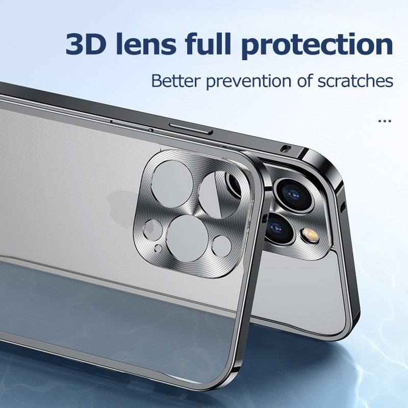 Luxury Metal Frame Lens Protection For iPhone 14 Plus Pro Max 12 13 mini Aluminum Phone Case For iPhone 11 Matte Hard Back Cover