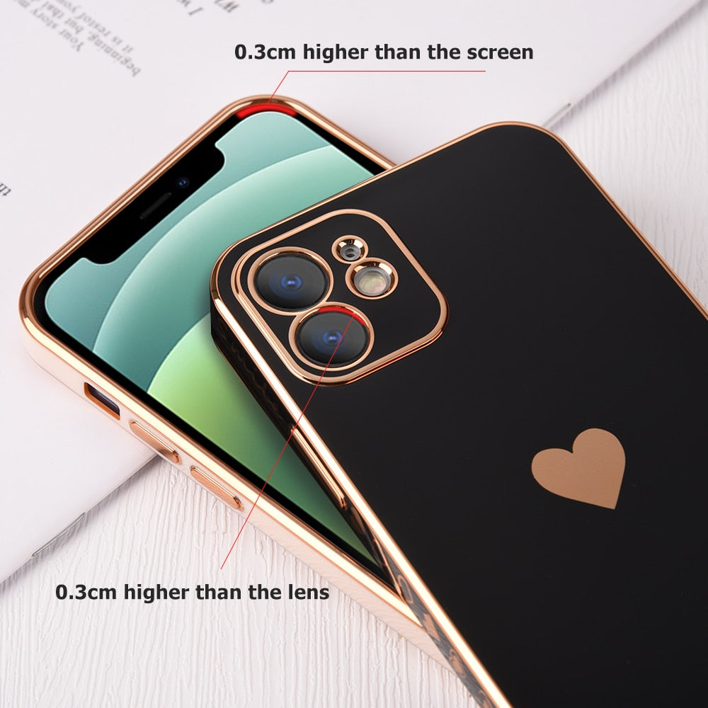 Solid Plating Lens Protection Phone Case For iPhone