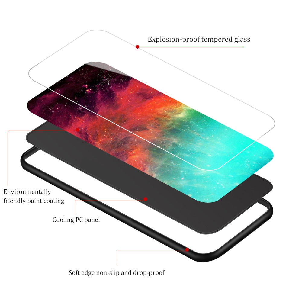 Luxury Case For Samsung Tempered Glass Cover