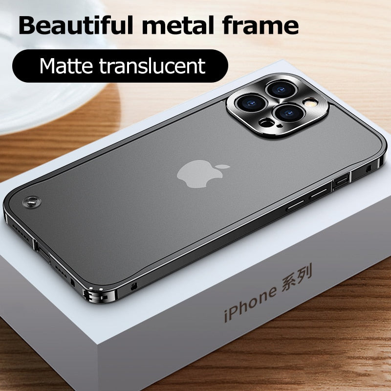 Luxury Metal Frame Lens Protection For iPhone 14 Plus Pro Max 12 13 mini Aluminum Phone Case For iPhone 11 Matte Hard Back Cover