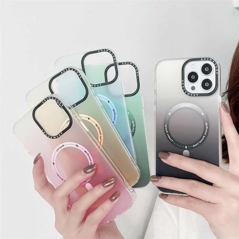 Translucent Gradient For MagSafe Magnetic Matte Case For iPhone