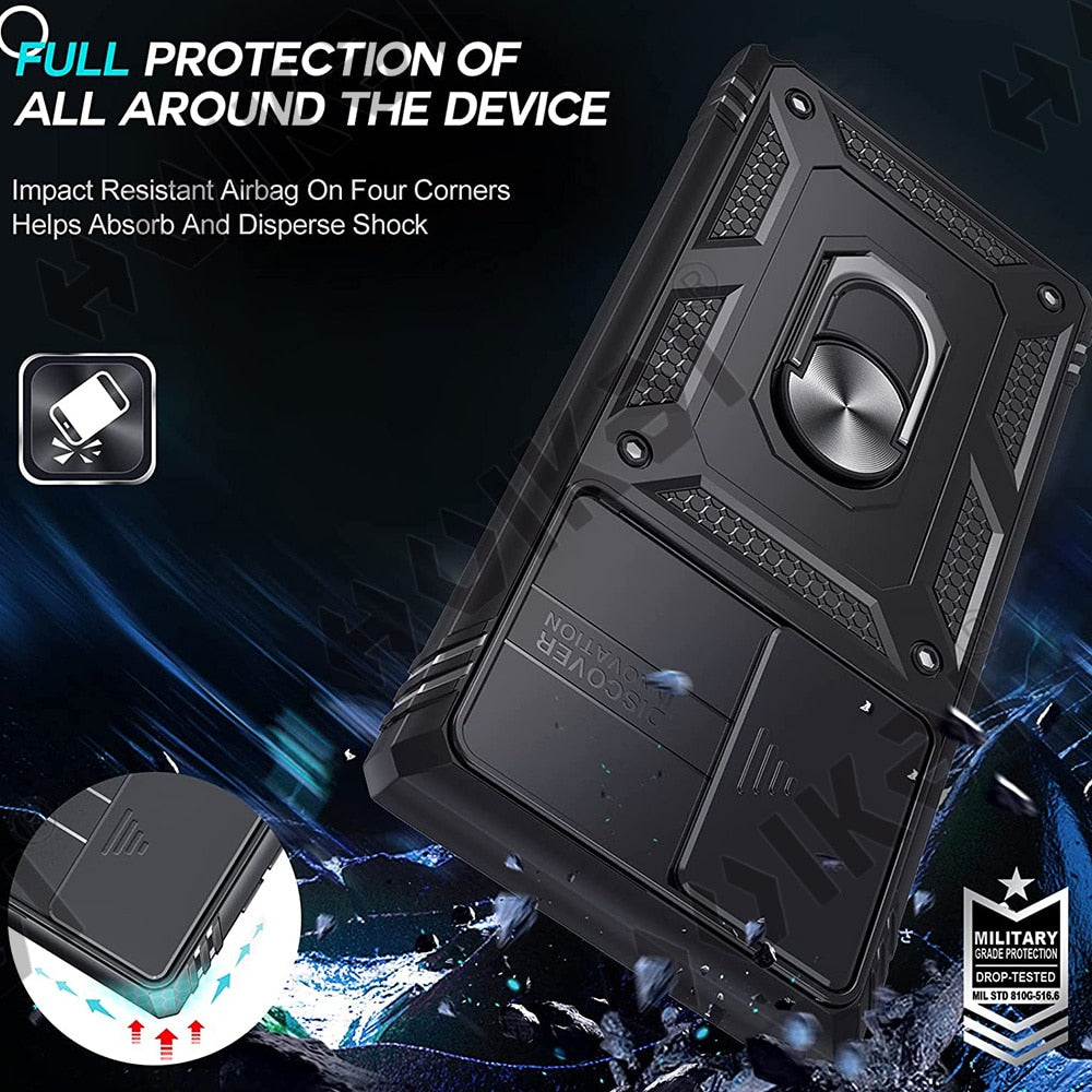 Case For Samsung Heavy Duty with Camera 360 Degree Kickstand Cover