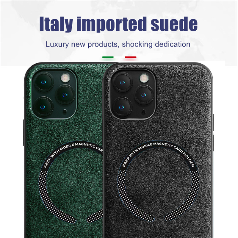 Luxury Suede Fur Leather For MagSafe Magnetic Case For iPhone