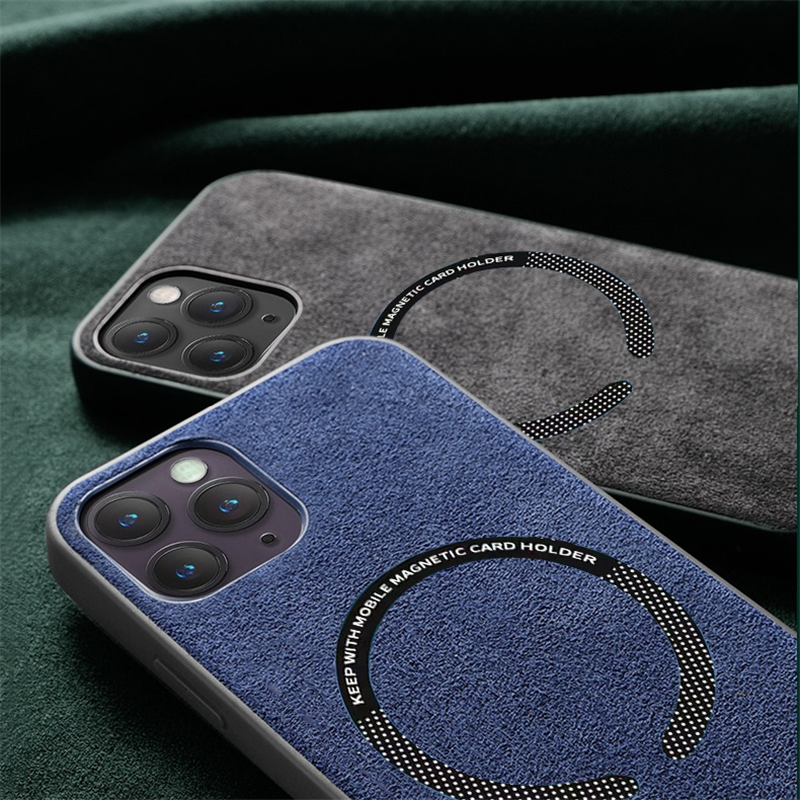 Luxury Suede Fur Leather For MagSafe Magnetic Case For iPhone