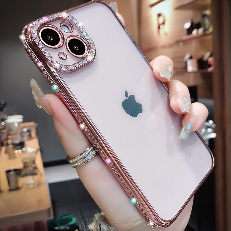 Luxury Plating Glitter Diamond Transparent Case for iPhone
