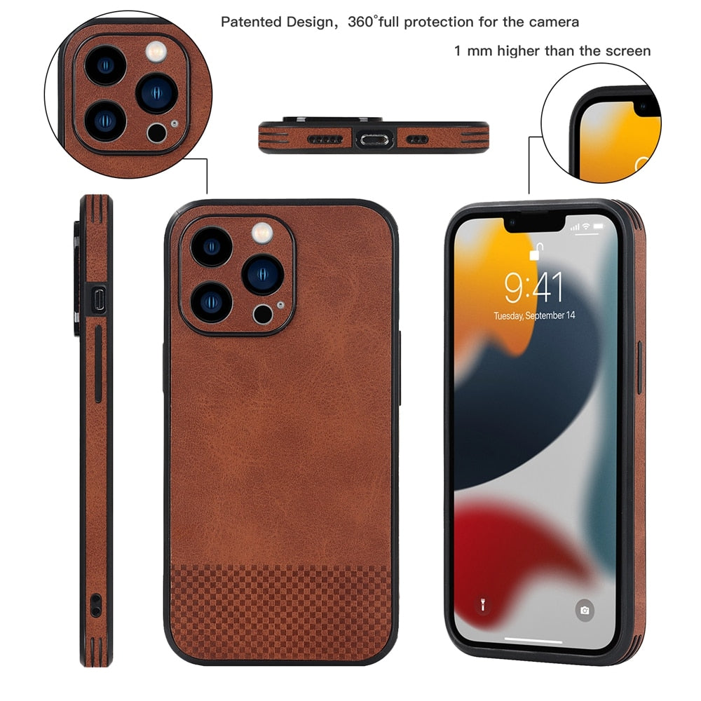 Business Luxury Calfskin Phone Case For iPhone