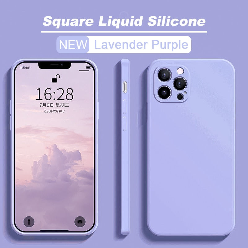 Square Liquid Silicone Phone Case For iPhone