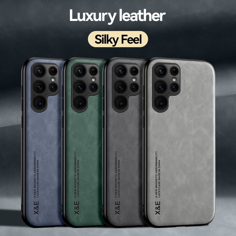 Magnetic Sheepskin Leather Case For Samsung Galaxy