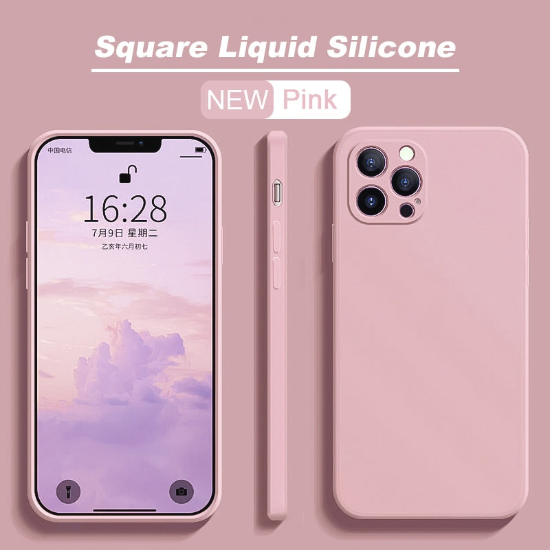 Square Liquid Silicone Phone Case For iPhone