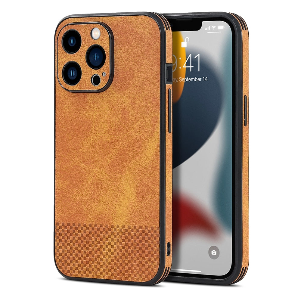 Business Luxury Calfskin Phone Case For iPhone