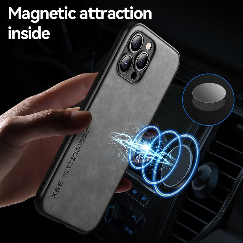 Magnetic Luxury PU Leather Phone Case For iPhone