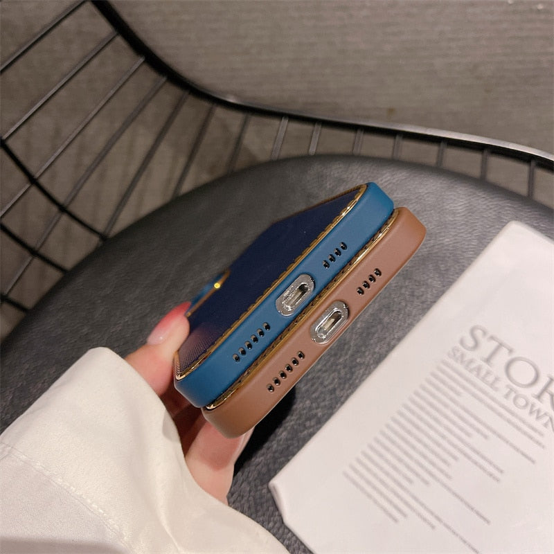 Luxury Leather Weave Texture For MagSafe Magnetic Wireless Charging Matte Case For iPhone