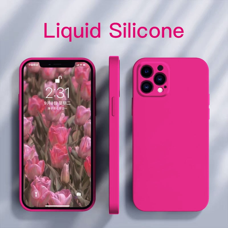 Square Liquid Silicone Phone Case For iPhone