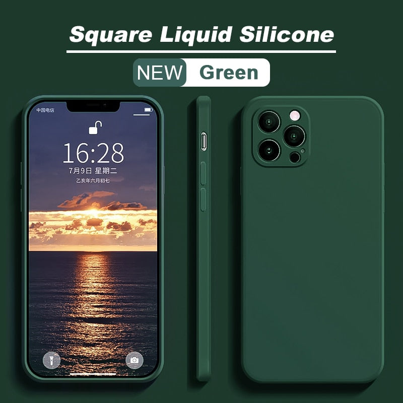 Square Liquid Silicone Phone Case For iPhone