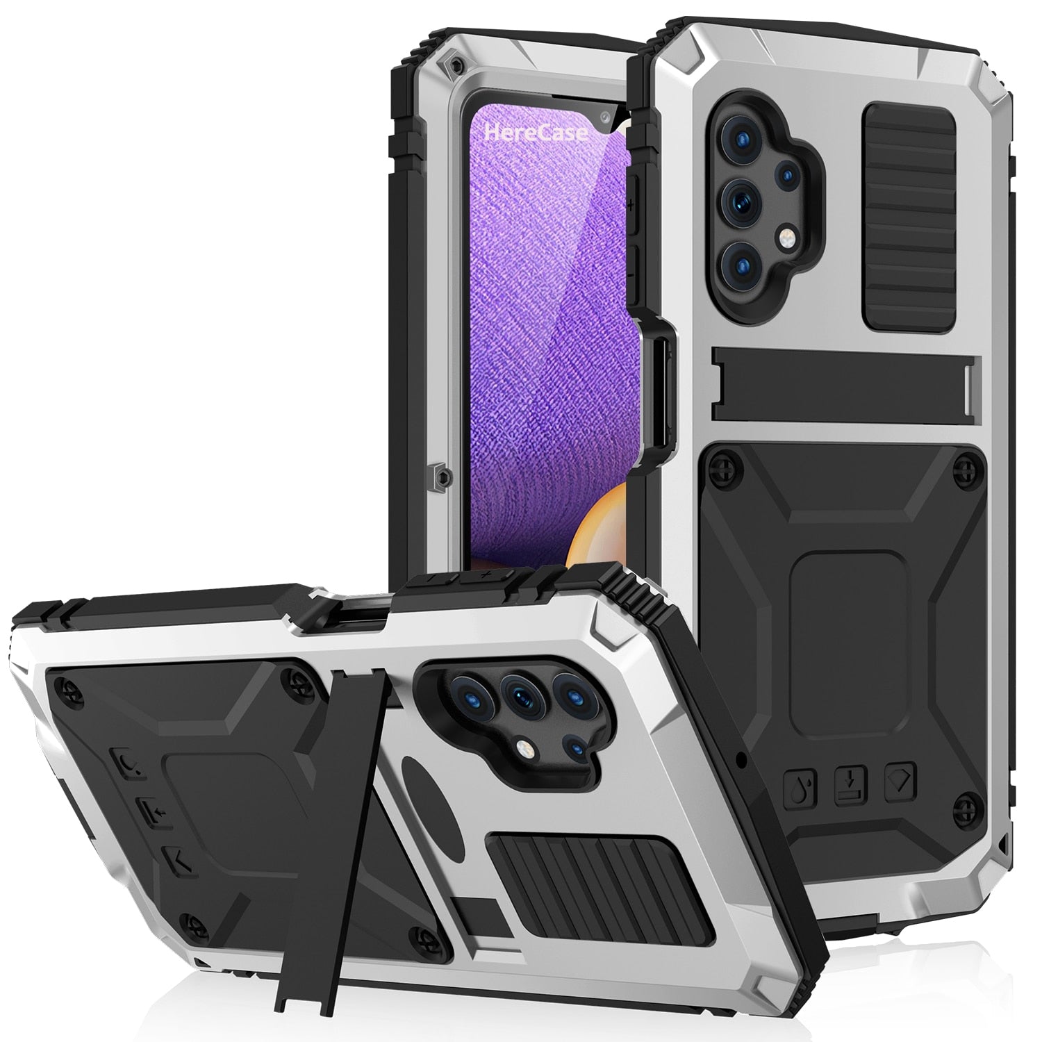 Armour Metal Case With Screen Protector For Samsung Galaxy