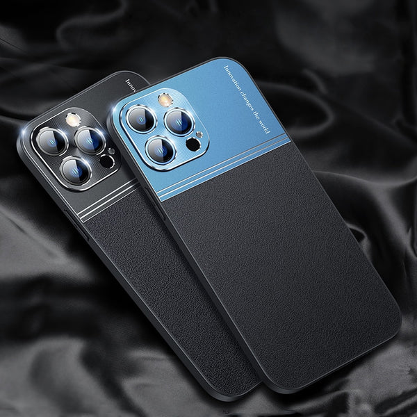 Luxury Leather Metal 2in1 Case For iPhone