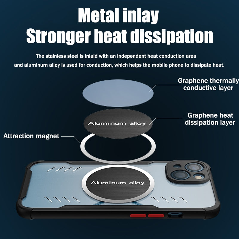 Heat Dissipation Defender For MagSafe Magnetic Wireless Charging Case For iPhone