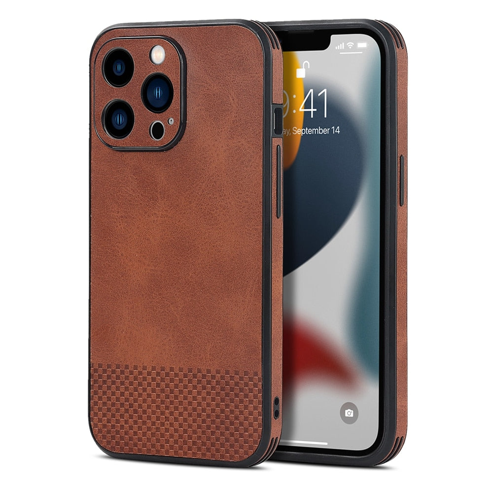 Business Luxury Calfskin Phone Case For iPhone