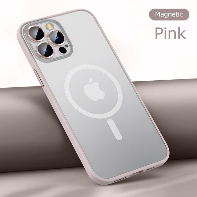 Metal Camera Protection Frosted Acrylic MagSafe Case for iPhone