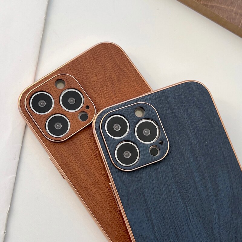 Luxury Wood Texture Leather Case For iPhone