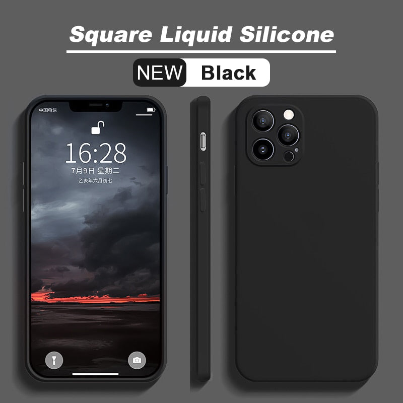 Square Liquid Silicone Phone Case For iPhone