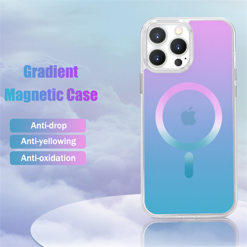 Translucent Matte Gradient Magnet For MagSafe Magnetic Wireless Charger Case For iPhone