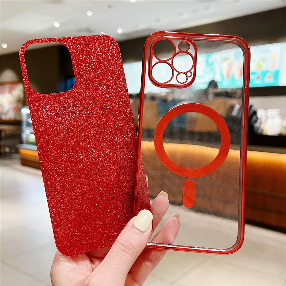 Glitter Plating Magnetic Wireless Charging Case For iPhone