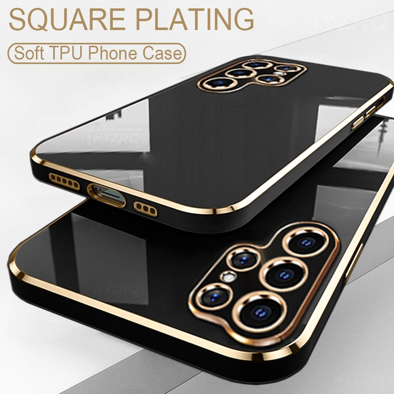 Luxury Square Plating Soft Silicone Case For Samsung Galaxy