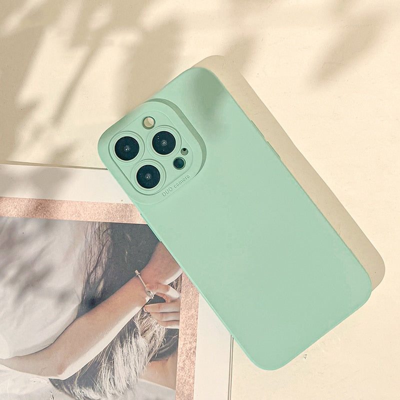 Square Liquid Silicone Phone Case For iPhone