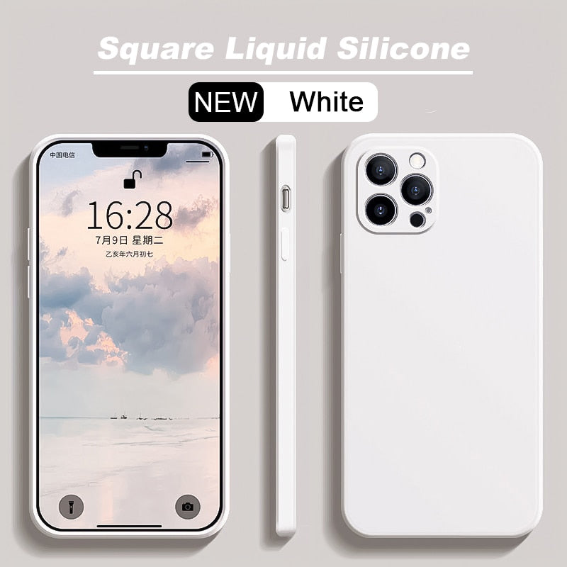 Square Liquid Silicone Phone Case For iPhone