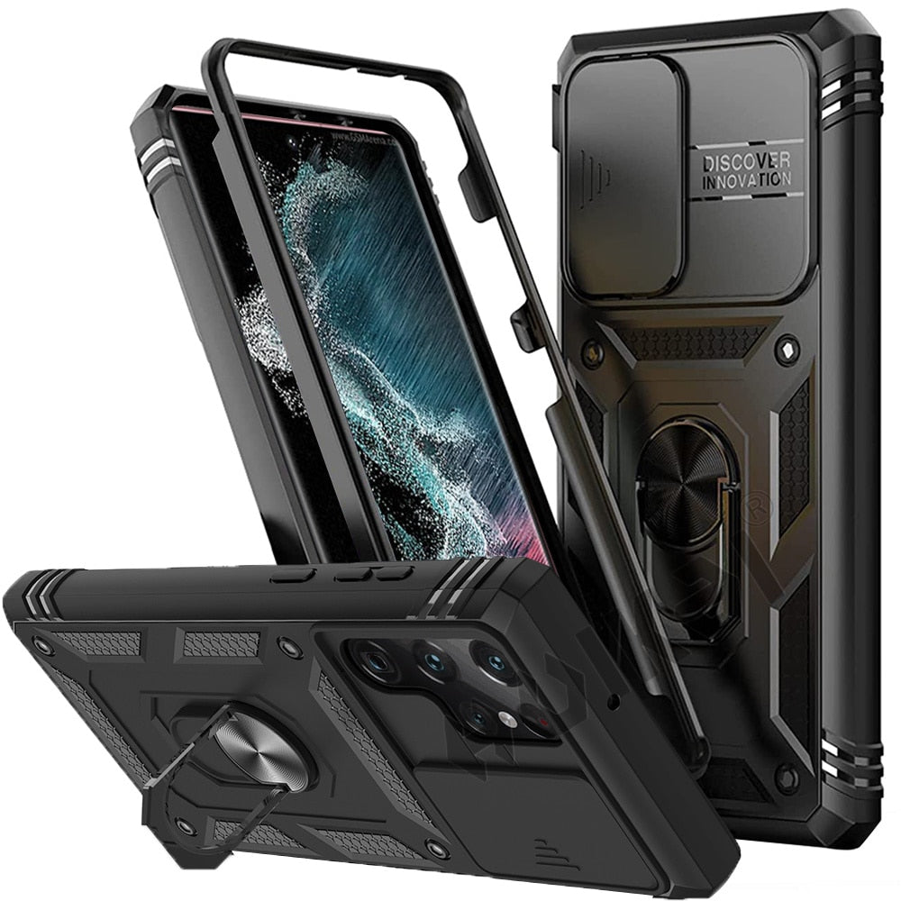 Case For Samsung Heavy Duty with Camera 360 Degree Kickstand Cover