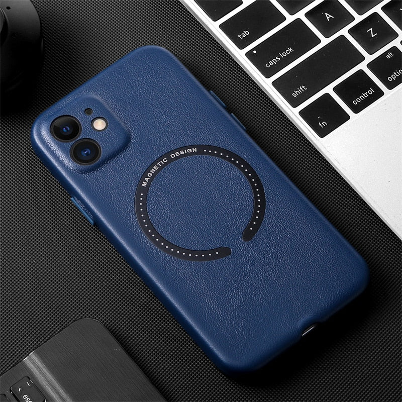 Original Leather For MagSafe Magnetic Wireless Charging Case For iPhone