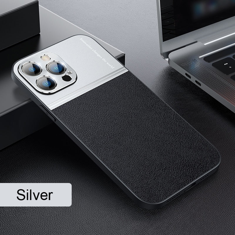 Luxury Leather Metal 2in1 Case For iPhone