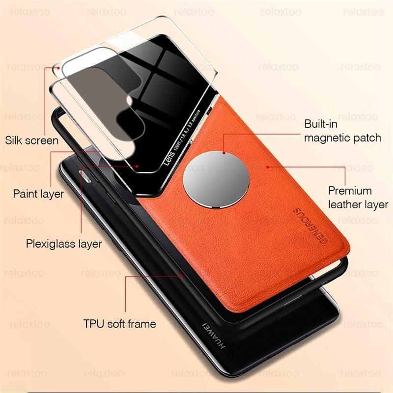 Magnetic Leather Cover For Samsung Galaxy TPU Soft Frame Shockproof