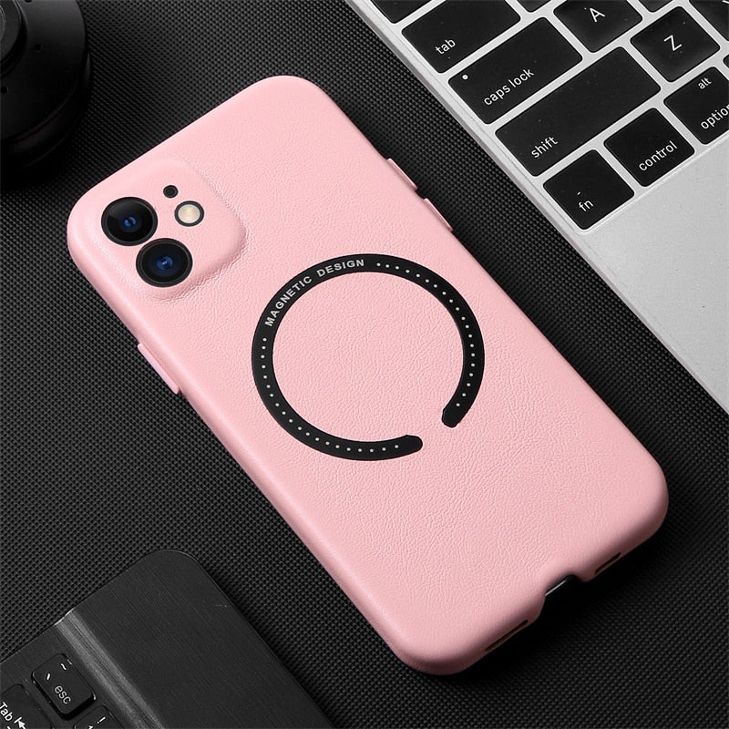 Original Leather For MagSafe Magnetic Wireless Charging Case For iPhone