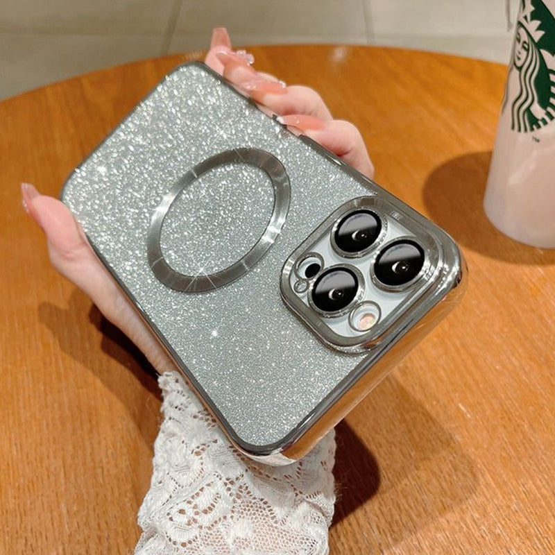 Luxury Bling Case for iPhone MagSafe Magnet Glitter Plating Soft TPU Cover for iPhone