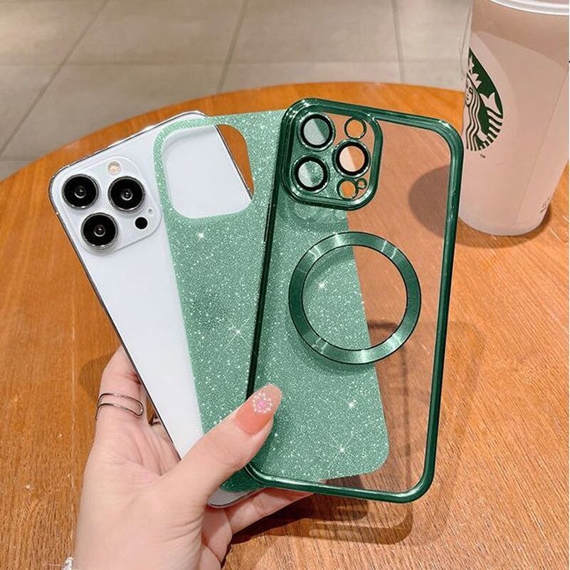 Luxury Bling Case for iPhone MagSafe Magnet Glitter Plating Soft TPU Cover for iPhone