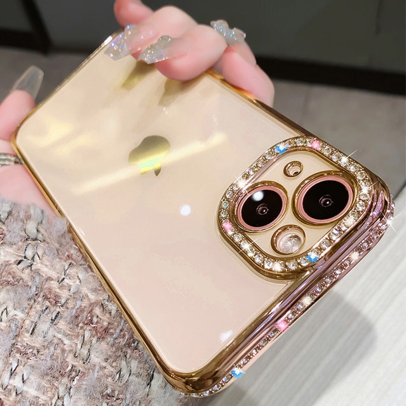 Luxury Plating Glitter Diamond Transparent Case for iPhone