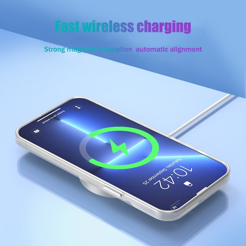 Translucent Matte Gradient Magnet For MagSafe Magnetic Wireless Charger Case For iPhone