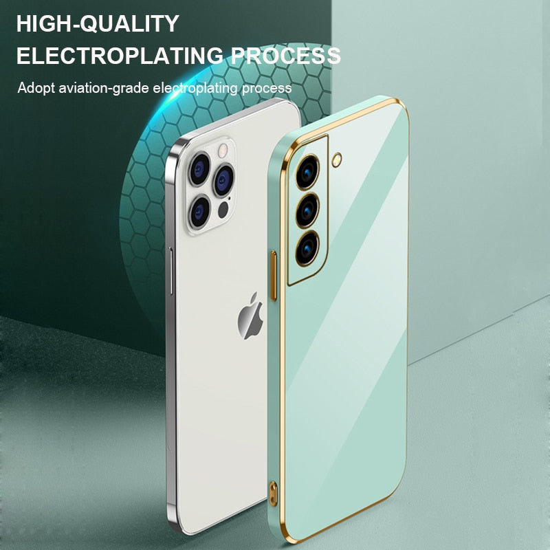 Luxury Square Plating Soft Silicone Case For Samsung Galaxy