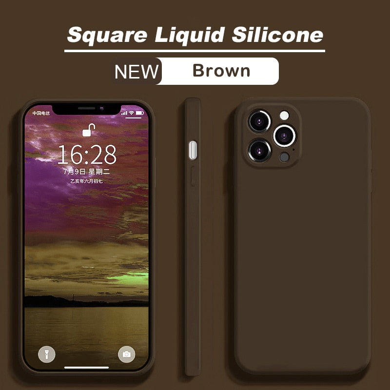 Square Liquid Silicone Phone Case For iPhone