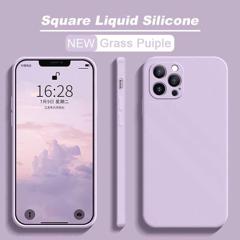 Square Liquid Silicone Phone Case For iPhone