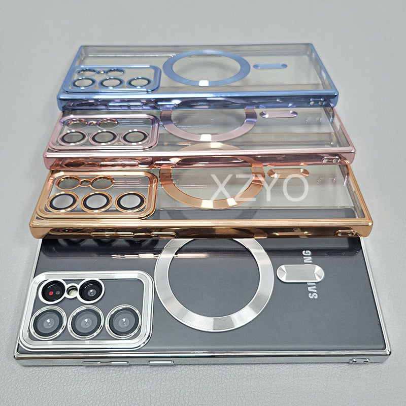 Transparent For MagSafe Magnetic Case For Samsung Galaxy