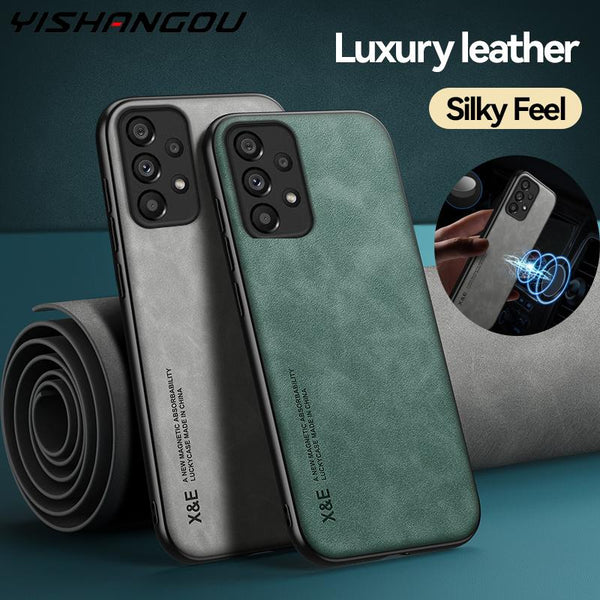 Magnetic Sheepskin Leather Case For Samsung Galaxy