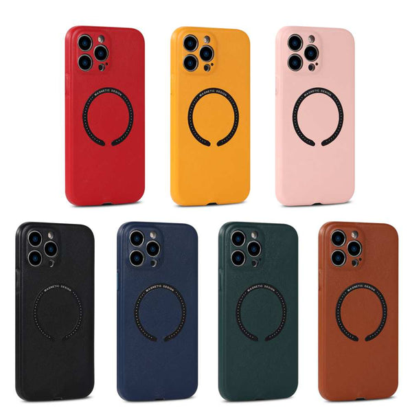 Business Luxury lambskin Magnetic Attraction Phone Case For iPhone