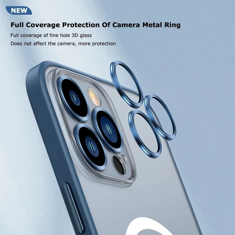 Metal Camera Protection Frosted Acrylic MagSafe Case for iPhone