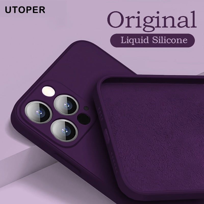 Square Liquid Silicone Phone Case For iPhone