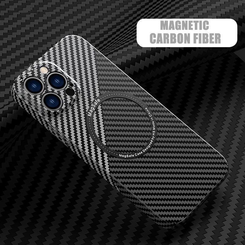 Carbon Fibre MagSafe Wireless Charging Shockproof Case For iPhone