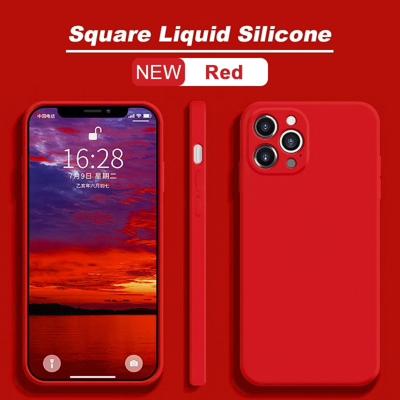 Square Liquid Silicone Phone Case For iPhone