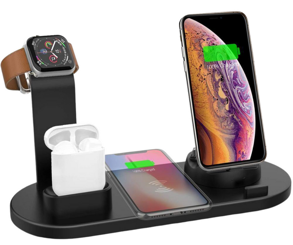 10W Qi 4 in 1 Wireless Charging Stand - Carbon Cases